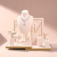 Zebopak - Fabricante de Bandejas para Exhibición de Joyería, Color Crema, Marco Dorado, Juego de Exhibición de Joyería para Minoristas, para Collares, Anillos y Pendientes