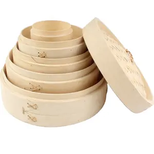 Mini große kleine Knödel Dim Sum Bao Brötchen Gemüse Reis Bambus Kocher Food Steamer 6 8 10 12 Zoll 2 Tier Bambus Dampfer Korb