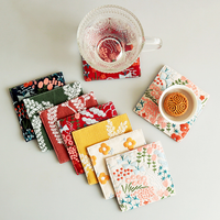 Sous-verre en coton et lin brodé floral, 11 cm carré, épais, isolant thermique, pour tasses à thé et café, décoration de table personnalisée, vente en gros