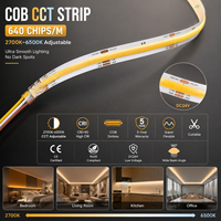 Bande lumineuse LED COB double blanc 2700K 6500K CCT réglable 24V sans points haute densité pour chambre à coucher, salon, maison intelligente