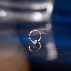 Anneau de nez en diamant solitaire cultivé en laboratoire 14K or jaune bijoux de mariée traditionnels prix d'usine diamant taille ronde - Product Image 2