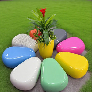 Taburete de adoquines Y408, muebles públicos irregulares resistentes a la intemperie, parques creativos al aire libre, sillas de piedra de guijarros de ocio - Product Image 4