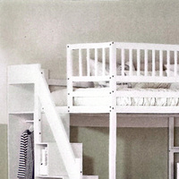 Lits superposés pour enfants en bois massif blanc moderne avec bureau en dessous pour adultes, design de rangement gain de place