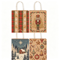 Sacs cadeaux en papier kraft brun imprimés sur mesure avec motif Casse-Noisette et Pain d'Épices pour la vente au détail et les cadeaux de fêtes, commande en gros
