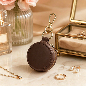 Mini porte-clés rond de luxe personnalisé avec logo de marque, boîte à bijoux à clipser pour sac à main, organiseur de voyage pour bijoux - Product Image 2