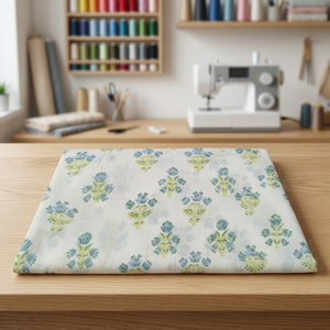 Tela de Algodón Estampada a Mano, Tela de Algodón Suave Blanca para Confección de Vestidos, Tela de Algodón Transpirable para Textiles del Hogar, Tela de Algodón de Peso Medio - Product Image 1
