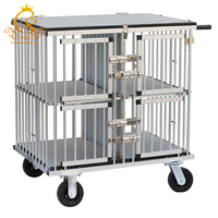 EUR VET Chariot professionnel en aluminium pour cage à chien Chariot de spectacle portable pour grands animaux de compagnie avec motif solide et fermeture à bouton-pression