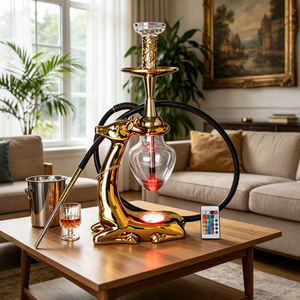 En gros, Ensemble de chicha en résine motif cerf 55CM avec éclairage LED, en aluminium, style européen de luxe, type stylo, en stock - Product Image 1