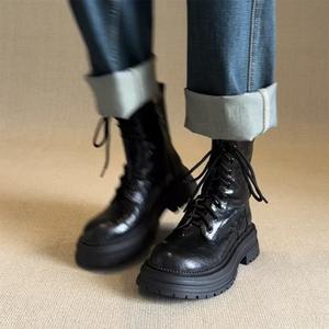 <span class=keywords><strong>Botines</strong></span> de Moda <span class=keywords><strong>para</strong></span> <span class=keywords><strong>Mujer</strong></span>, de Cuero Genuino, Tacón Grueso, Punta Redonda, Tallas Grandes, Suela Gruesa, Zapatos <span class=keywords><strong>para</strong></span> Caminar, <span class=keywords><strong>para</strong></span> Oficina y Universidad - Product Image 2