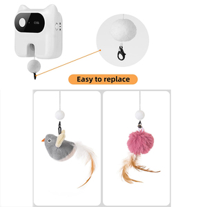Yun, juguete automático ajustable para gatos de interior, gran oferta, Bola de felpa mecánica, plumas, movimiento interactivo eléctrico, juguete para mascotas, ruido - Product Image 2