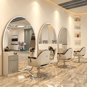 Salon möbel Ganzkörper Einseitiges LED-Licht Friseursalon Spiegel Stehendes Glas für Wohnzimmer & Haarschnitt Salon möbel - Product Image 2