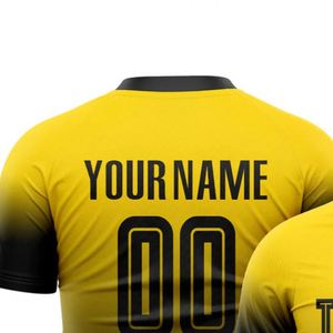 Camiseta de Fútbol Amarilla y Negra con Degradado, Manga Corta, Transpirable, de Secado Rápido, Uniforme Deportivo Ligero para Partidos - Product Image 3