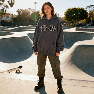 TKAN419, Sudadera con capucha de gran tamaño de algodón de rizo francés de alta calidad con logotipo personalizado, Sudadera con capucha bordada en 3D para mujer - Product Image 1