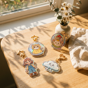 Wholesale <b>Custom</b> Printed Acrylic Charms Key Chain Cartoon Anime Acrylic Keychain Pin Stand Transparent Epoxy Acrylic Keyring - Product Image 5