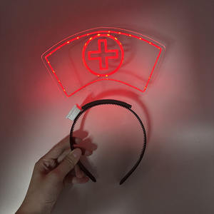 Bando topi Suster LED lucu bando bercahaya berkedip bando karnaval Cosplay Halloween aksesoris kepala pesta dekorasi alat peraga foto - Product Image 3
