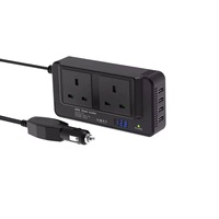 Convertisseur de courant transfrontalier pour voiture 12V 220V 200W, transformateur norme britannique, port USB, affichage numérique LED, protection contre la surchauffe pour véhicules