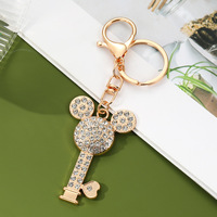 Nuevo Lanzamiento, Venta Especial, Accesorios para Bolsos con Forma de Cabeza de Ratón Pequeña de Estilo Simple, Llaveros Metálicos con Diamantes