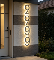 Lettres lumineuses LED solaires étanches IP65 en acier inoxydable pour numéros de maison, enseignes publicitaires extérieures, plaque de porte illuminée, décoration