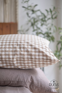 Premium Hotel <b>Bedding</b> Supplier High-Quality 100% Cotton Washed <b>Bedding</b> <b>Set</b> 4 Piece Gingham Woven Color Brown For King Queen Size - Product Image 3
