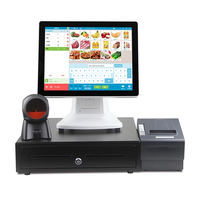 Terminal de point de vente (PDV) commercial 15 pouces pour café, caisse enregistreuse avec écran de cuisine, système PDV avec imprimante thermique et tiroir-caisse – Vente en gros