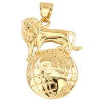Pendentif globe terrestre Prairie King en acier inoxydable avec placage sous vide en or 18 carats, serti de diamants, bijoux raffinés pour hommes