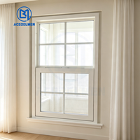 Fenêtre coulissante verticale moderne à simple battant avec grille, en PVC-U durable et étanche pour maisons