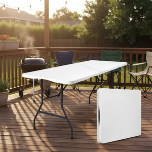 Table pliante 6 pieds 180 cm en plastique de haute qualité, mobilier d'extérieur - Product Image 1