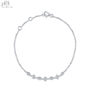 เครื่องประดับคุณภาพสูงขายส่ง สร้อยข้อมือทองคำขาว 18K แท้ ประดับเพชรแท้ธรรมชาติ สร้อยข้อมือปรับขนาดได้สำหรับผู้หญิง สวมใส่ได้ทุกวัน - Product Image 1