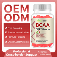 Gomitas de BCAA de Marca Privada, Logotipo Personalizado, OEM, ODM, Fábrica Directa, 60 Unidades, Sabor Frambuesa, Sin Azúcar, Veganas, Sin Gluten