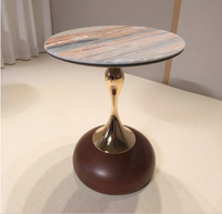 Italienischer Vintage Minimalistischer Runder Beistelltisch, Beweglicher Sofa-Beistelltisch Kleiner Kaffeetisch Nachttisch für Wohnzimmer Schlafzimmer