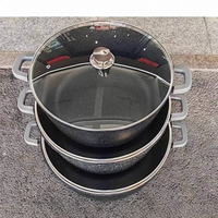 Lot de 14 Ustensiles de Cuisine Familial Grande Taille, de 20 cm à 44 cm, Grande Marmite à Soupe Antiadhésive en Aluminium avec Revêtement Marbre, pour la Restauration
