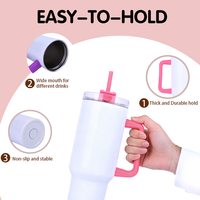 Vente en gros de gobelets de voyage vierges de 40 oz, gobelet isotherme en acier inoxydable de 40 oz, anti-fuite, avec poignée et paille pour impression par sublimation