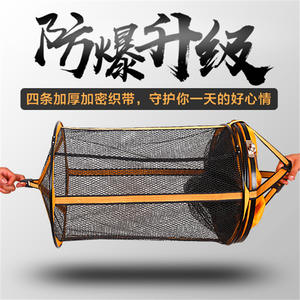 Jaula de pesca de alambre metálico plegable, bolsa de malla de nailon para peces vivos, para suministros de pesca con revestimiento de borde de aleación de aluminio - Product Image 4