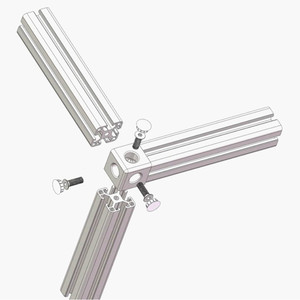 Nhôm Hồ Sơ Right Angle Kết Nối 2 Cách 3 Cách Kết Nối Ba Cách Khung Kết Nối Ống Vuông Góc Kết Nối Khối - Product Image 5