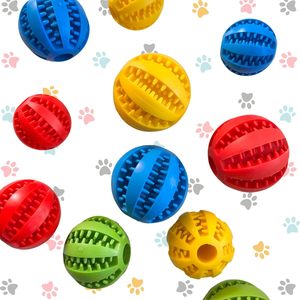 Jouet interactif pour chien Balle en caoutchouc souple et durable Jouets à mâcher pour chiot et chat Mangeoire à friandises pour chiens Balle de nettoyage des dents Balle d'entraînement IQ - Product Image 4