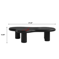 Table basse Voxhome moderne en forme de nuage noir et crème, table centrale en MDF, design de panneau irrégulier pour le mobilier de salon