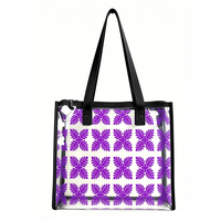 Sac fourre-tout élégant pour femme en PVC transparent avec motifs de quilting hawaïens, personnalisable, idéal pour offrir en cadeau