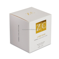 Boîtes d'emballage de bougies en carton blanc de luxe de haute qualité, logo personnalisé en feuille métallisée, laminage mat, gaufrage spécial, revêtement UV