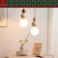 Lampe à trois sphères GOLDKING pour chambre et salle à manger, en travertin beige naturel, bois et verre, OEM ODM