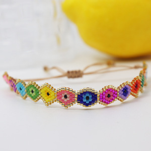 Pulsera Elástica Tejida a Mano con Cuentas Miyuki, Diseño de Ojo Único, Estilo Europeo y Americano, Geométrica Vintage, Regalo para Mujer - Product Image 4