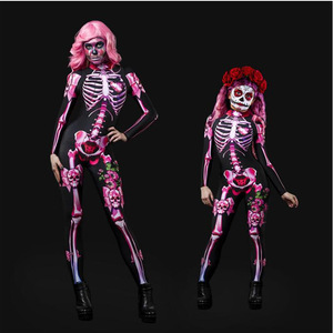 Halloween Jumpsuit Cosplay Trang Phục Cho Người Lớn Gothic Victoria Phong Cách Với Skull Skeleton In Màu Kép Mới Cho Halloween - Product Image 6