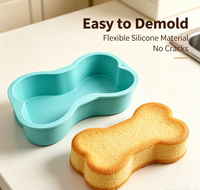 Moule à gâteau en silicone en forme d'os de chien personnalisé, qualité alimentaire, antiadhésif, pour la cuisson d'anniversaire des animaux, moule à gâteau en silicone pour la fabrication de friandises pour chiens