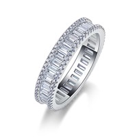 Bague Éternité Complète en Argent Sterling 925 avec Moissanite Taille Baguette, Plaqué Or Vermeil 3 Carats, Bijoux Fins pour Femme, Cadeau, Vente en Gros