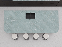 SH STONE Comptoirs de cuisine, plans de travail, îlots de cuisine, tables de travail et dessus de vanité en quartzite vert émeraude botanique sur mesure pour projets de villas