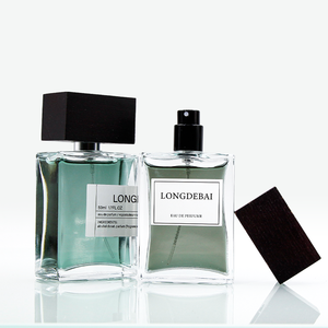 Botellas de Perfume Cuadradas Planas de Diseño Personalizado, Transparentes, con Cierre a Presión, de 50 ml y 100 ml, Botellas de Perfume Vacías de Vidrio Pulido con Tapa de Madera - Product Image 2