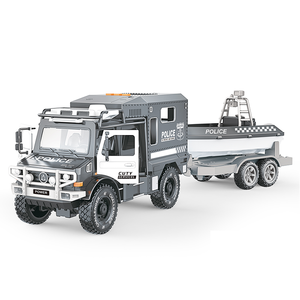 Nueva popularidad, modelo de autobús urbano para niños, coche de música ligera, juguetes, coche de policía, lancha rápida remolcada, juguete de inercia de doble puerta - Product Image 1