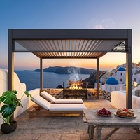 Pergola bioclimatique motorisée en aluminium avec toit rétractable, imperméable et protection UV pour jardin et terrasse extérieurs