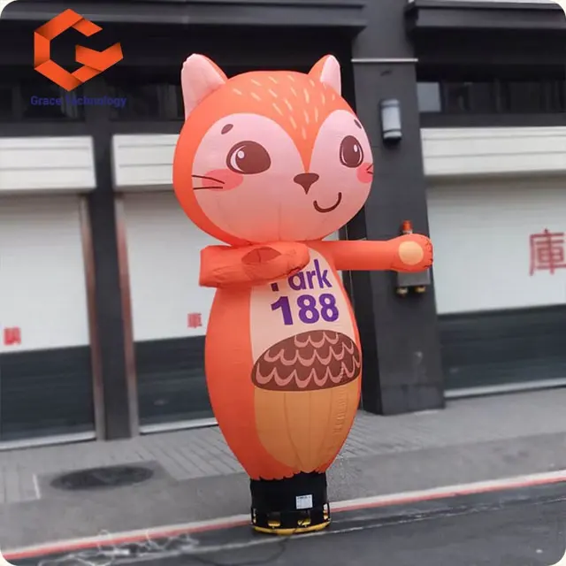 Inflatable बिल्ली/गिलहरी पशु हवा नर्तकी पूर्ण मुद्रण Inflatable शुभंकर पशु हवा नर्तकियों विज्ञापन सजावट