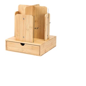 Bamboo Coffee Cup Organizer 4 Compartment Storage Rack With Drawer For <b>Paper</b> Cups And Pods Eco Friendly <b>Kitchen</b> Accessory - Product Image 2