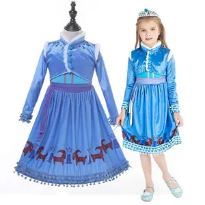 По выбору платье Анны для костюмированной вечеринки, платье для вечеринки, одежда для девочек, красный костюм «Эльза» платье принцессы платье «Принцесса Эльза» для От 3 до 10 лет HCGD-003